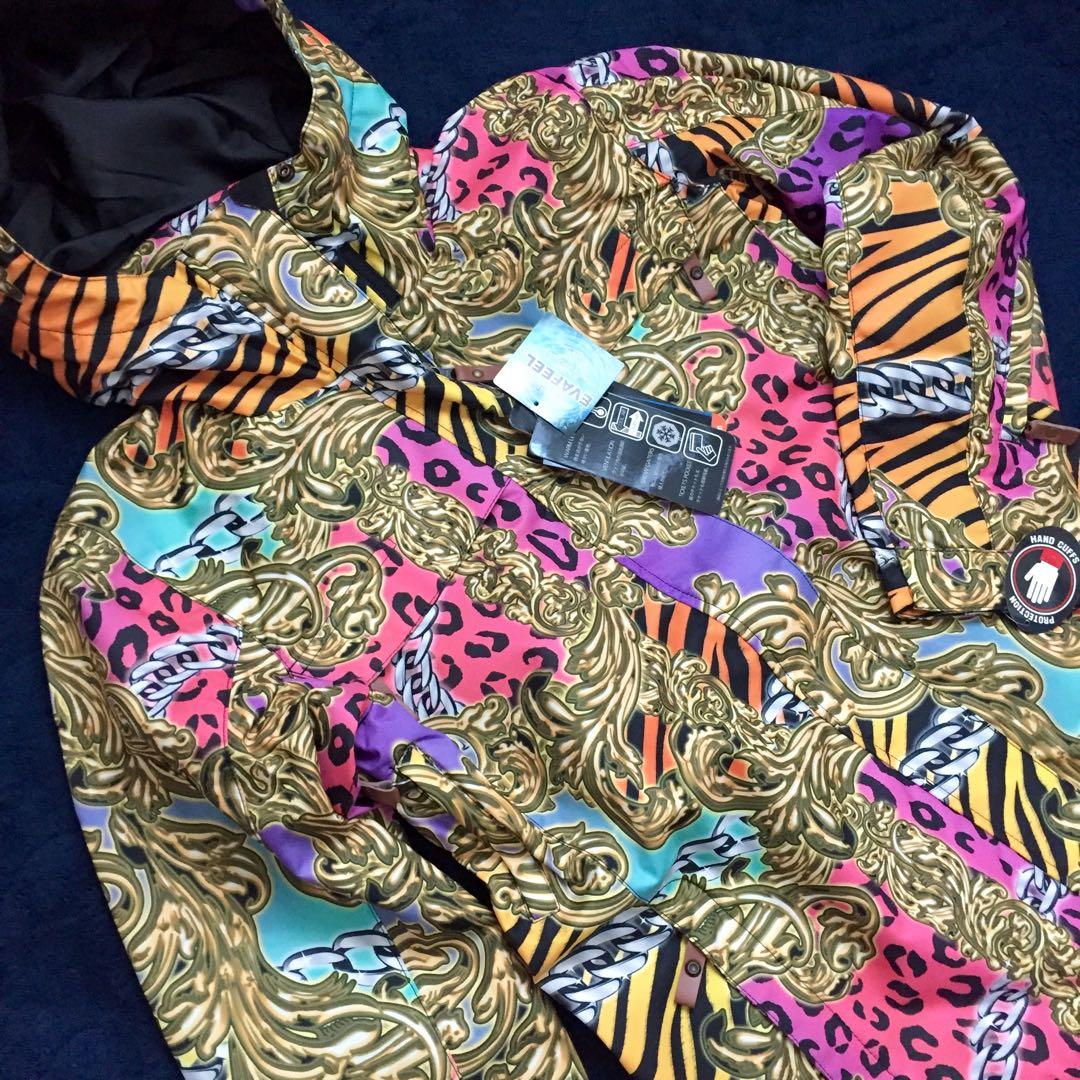 ★定価3.4万★高機能♪女性 M ハイブランド風 鎖柄 スノーボードウェア