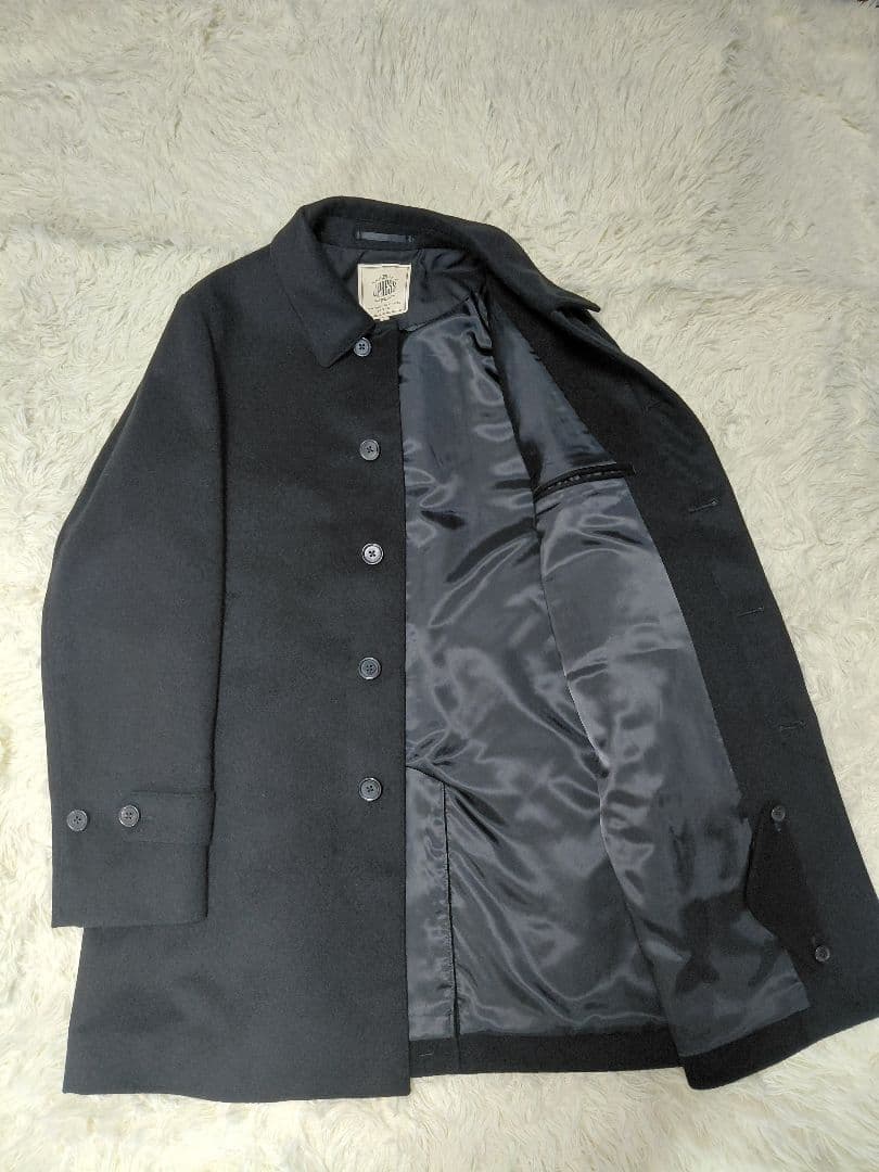 シンプル定番アウター ウールビーバーステンカラーコート メンズM黒 新品未使用