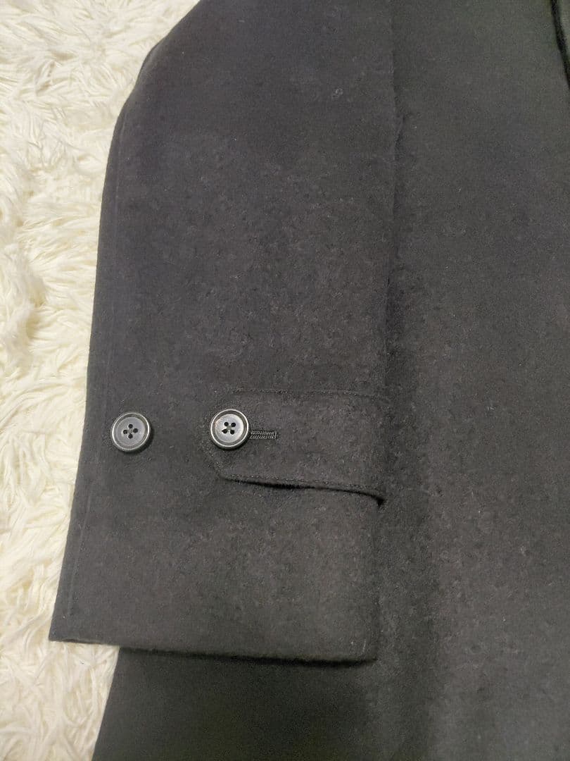 シンプル定番アウター ウールビーバーステンカラーコート メンズM黒 新品未使用