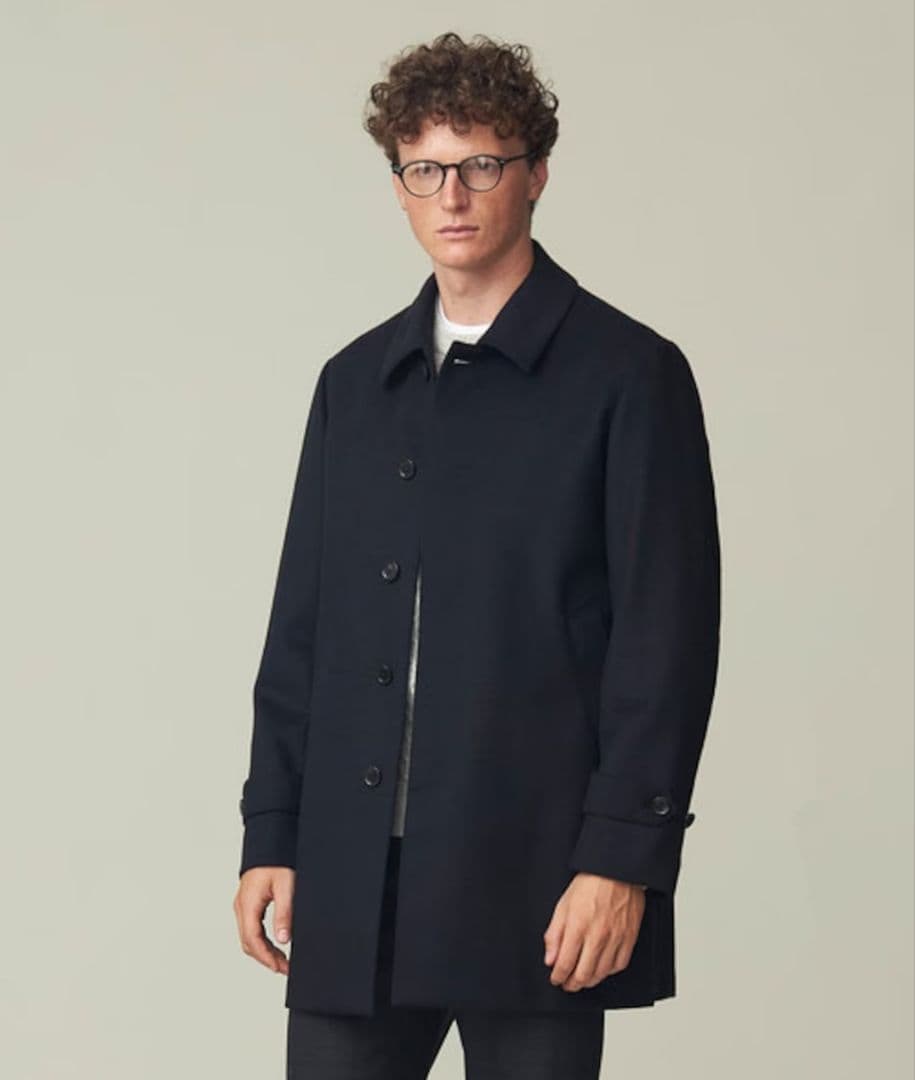 シンプル定番アウター ウールビーバーステンカラーコート メンズM黒 新品未使用