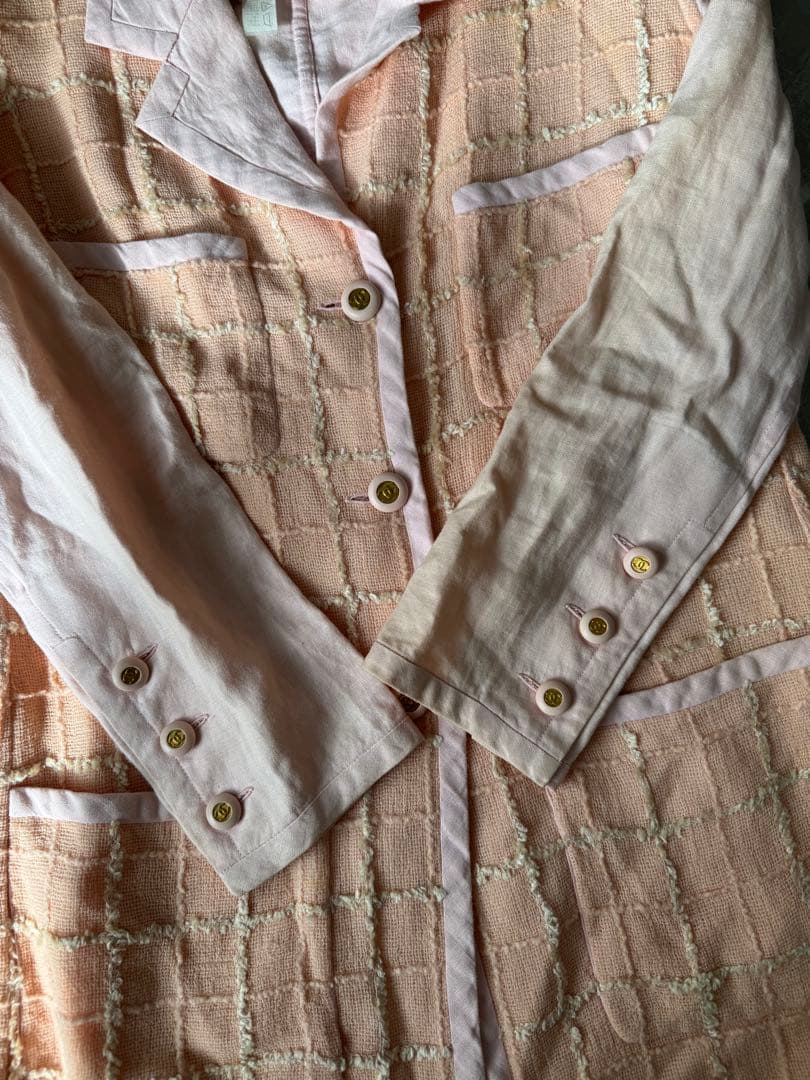 CHANEL アーカイブ 希少 ピンクツイード リネンセットアップ 90s