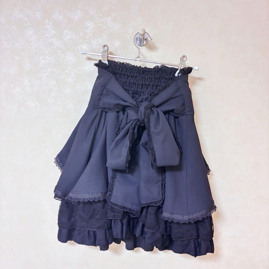 リズリサ LIZLISAフロントカシュクールスカート 黒 ブラック