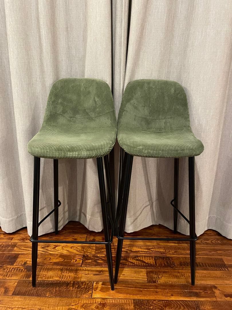 コーデュロイカウンターチェア　2脚セット