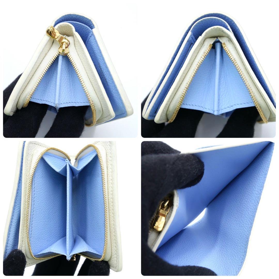 専用ルイヴィトン クレア ホワイトブルー 二つ折り財布 モノグラム アンプラント