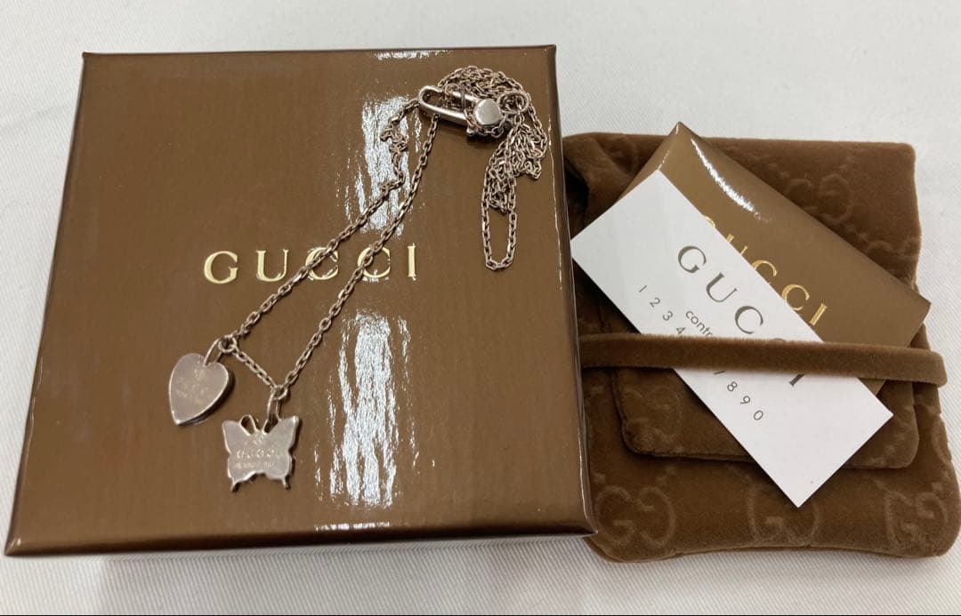 GUCCI バタフライ ハート 蝶 ネックレス シルバー925 付属品有