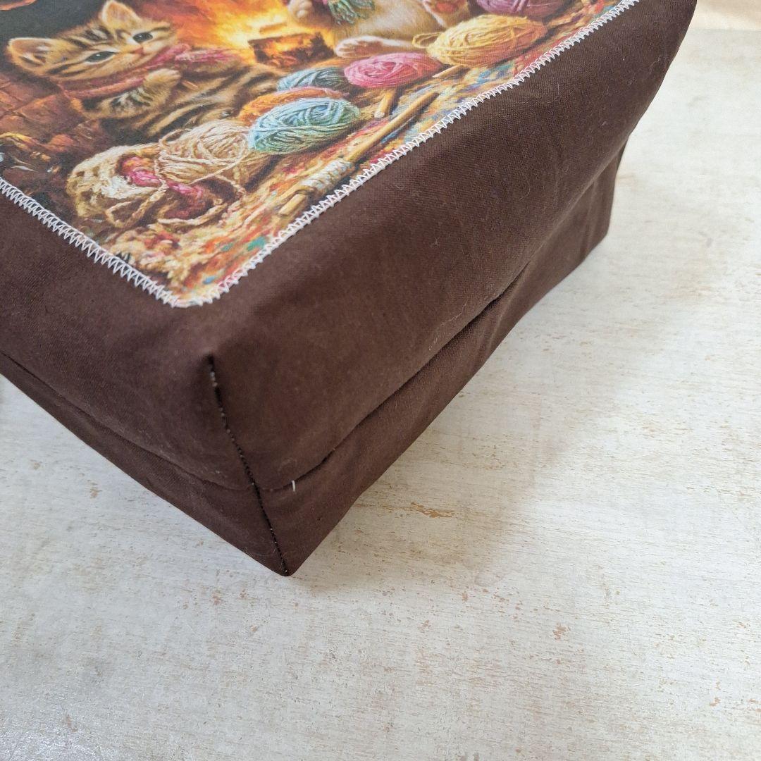 激レアねこパネル生地　ハンドメイド　布バスケット