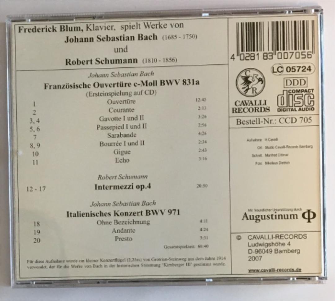 【レアCD、送料込】J.S.バッハ「フランス風序曲」BWV 831a ブルーム