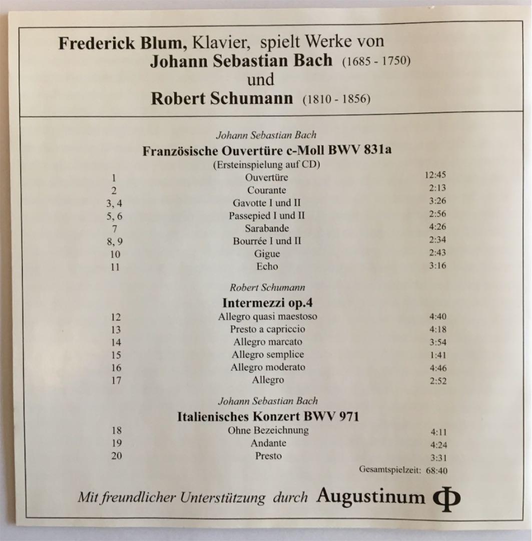 【レアCD、送料込】J.S.バッハ「フランス風序曲」BWV 831a ブルーム