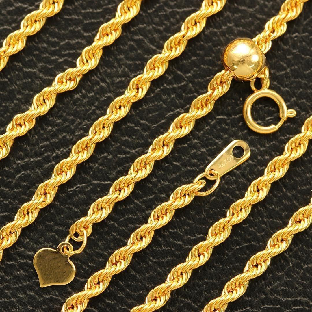 ゆ☆2mm 50cm K18 ロープ ネックレス フリーアジャスター18金