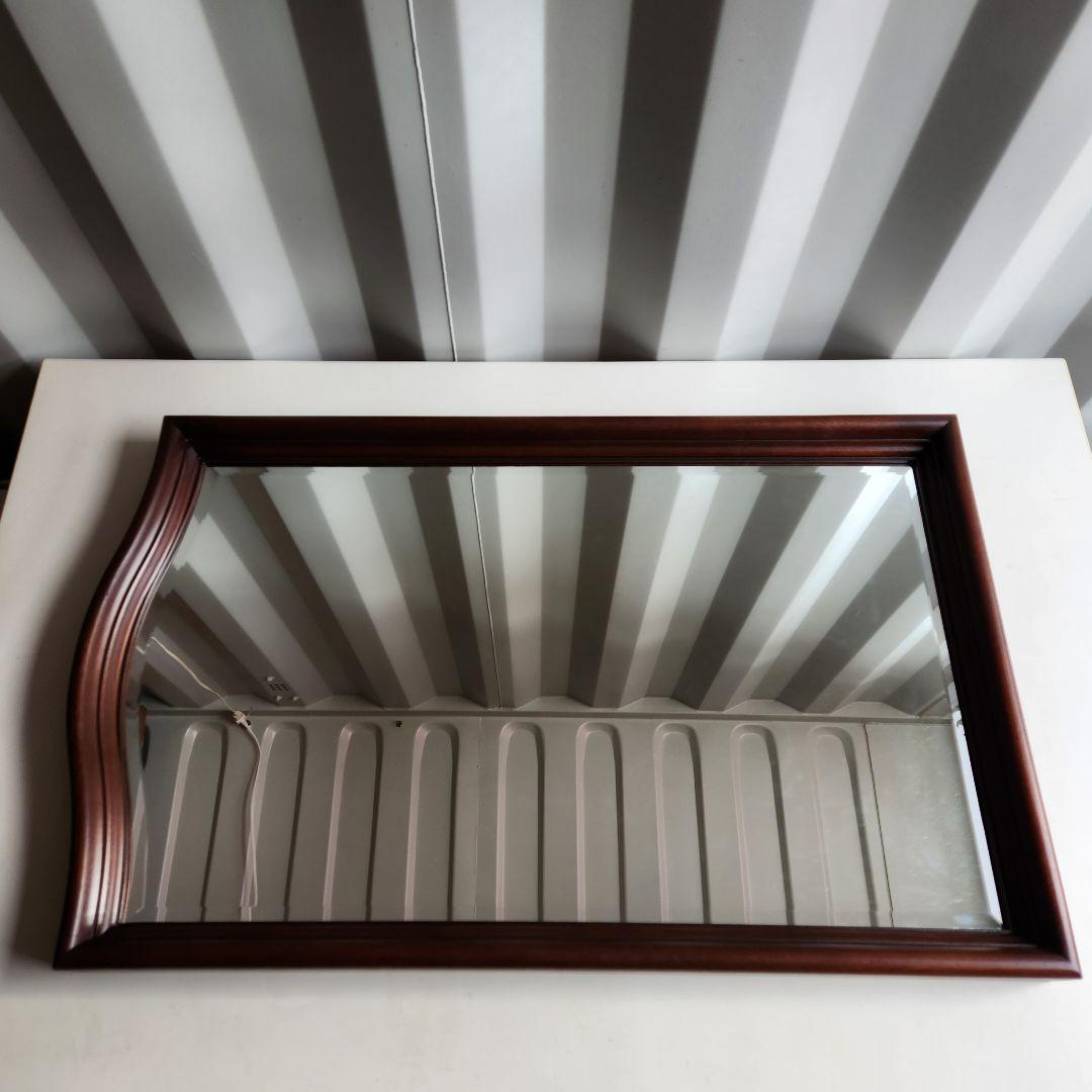 美品 ヴィンテージ　マホガニー材　ウォールミラー 壁掛け鏡 天然木 鏡