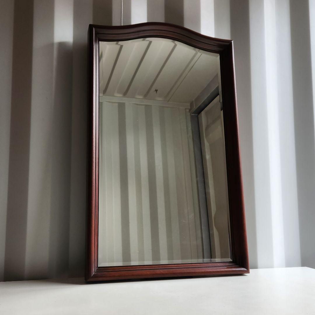 美品 ヴィンテージ　マホガニー材　ウォールミラー 壁掛け鏡 天然木 鏡