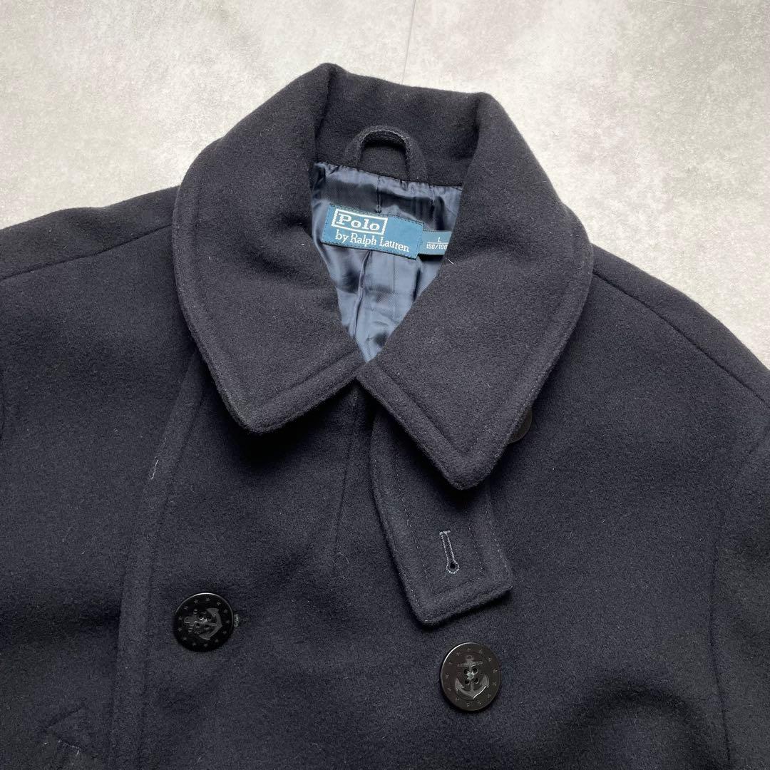 美品✨ポロラルフローレン ダブルピーコート 濃紺 ウール イカリ釦 Lサイズ