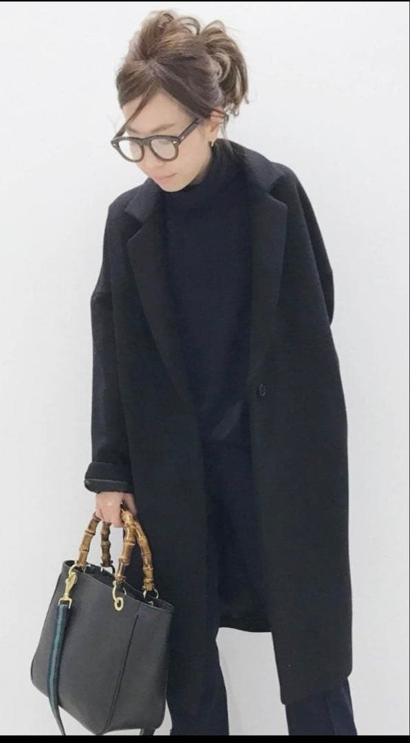 アパルトモン　黒チェスターコート　OVERSIZE CHESTER COAT