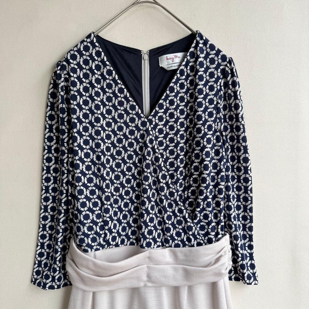 美品　kay me ケイミー　レディース　ワンピース　9号　ネイビー　ベージュ