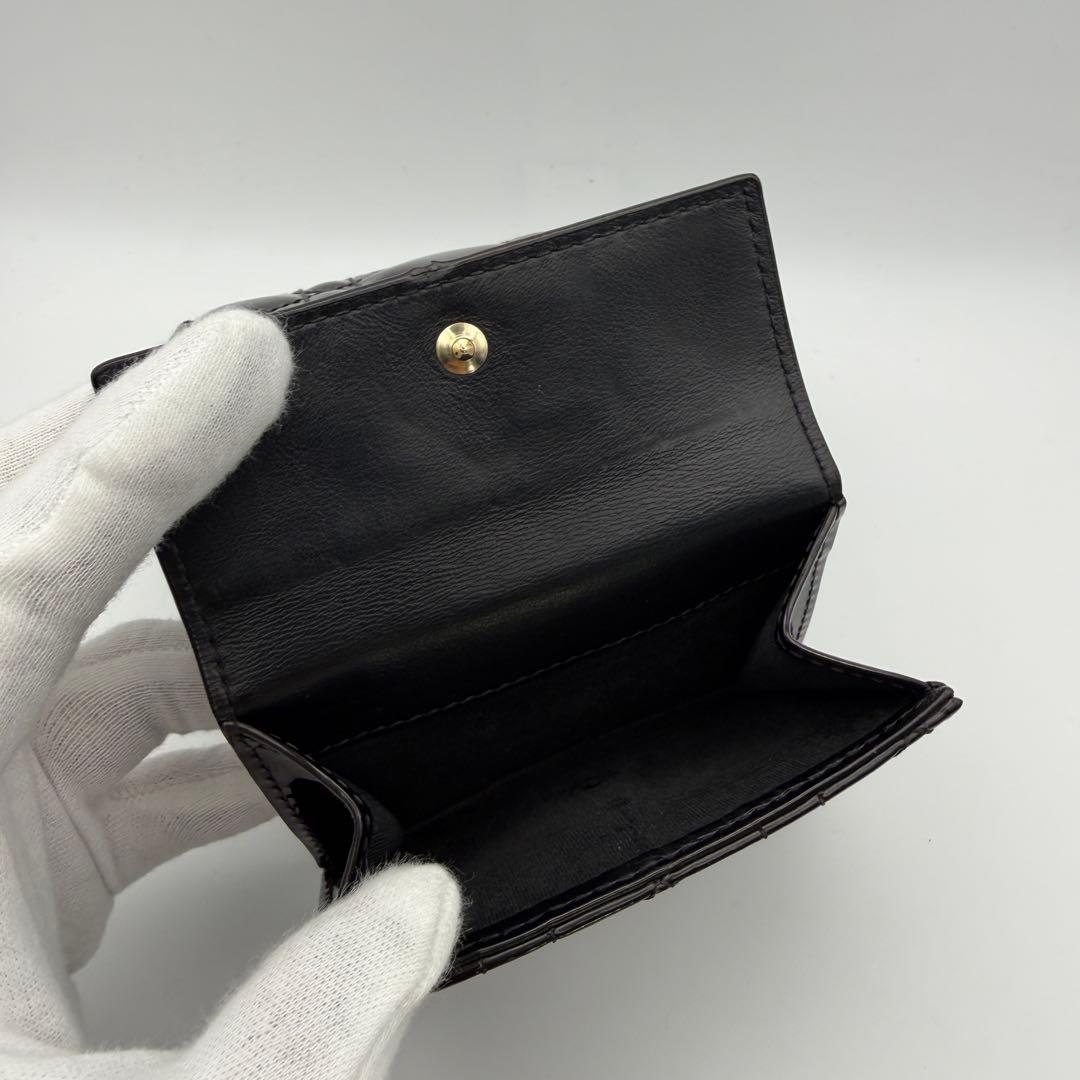 人気 Dior ディオール　エナメル レディディオールロータ 三つ折り 財布