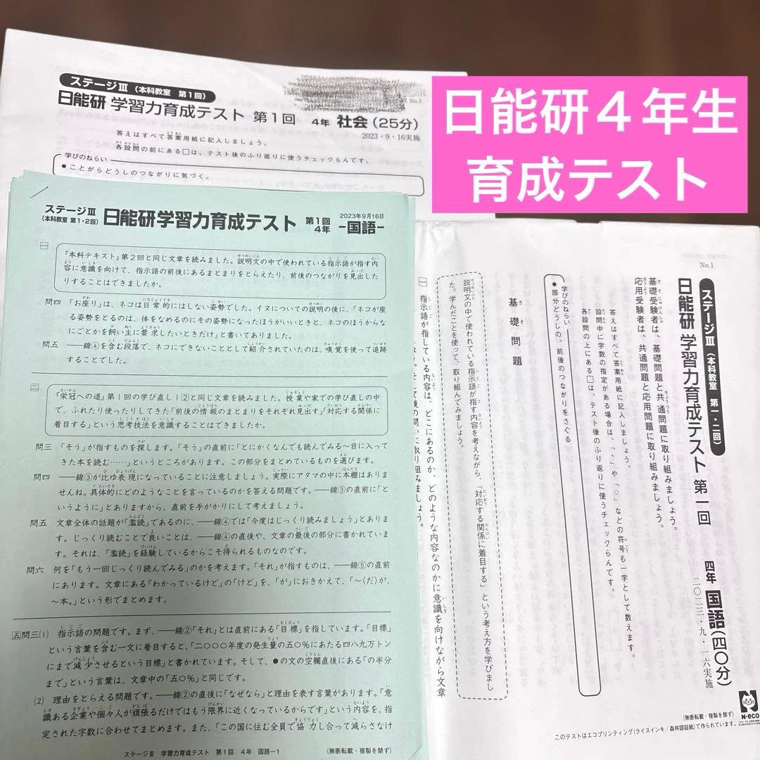 日能研　４年生　育成テスト