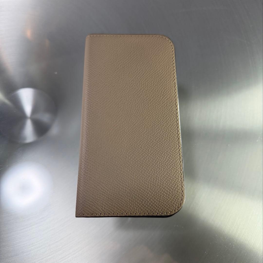 ボナベンチュラ ダイアリーケース　iPhone15pro グレージュ×ブルーリン