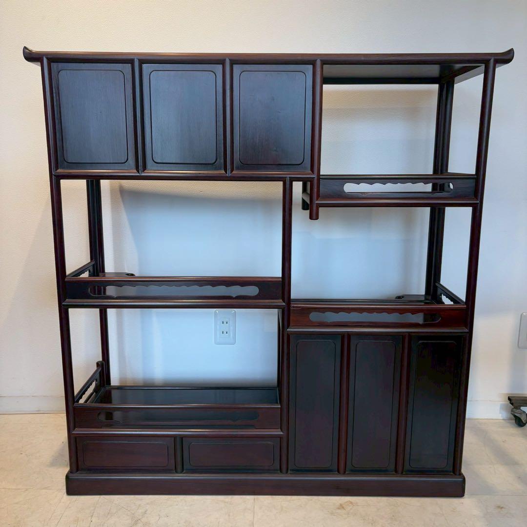 唐木家具 花梨 茶箪笥 飾り棚 日本式茶棚　筆返し　サイドボード ビンテージ