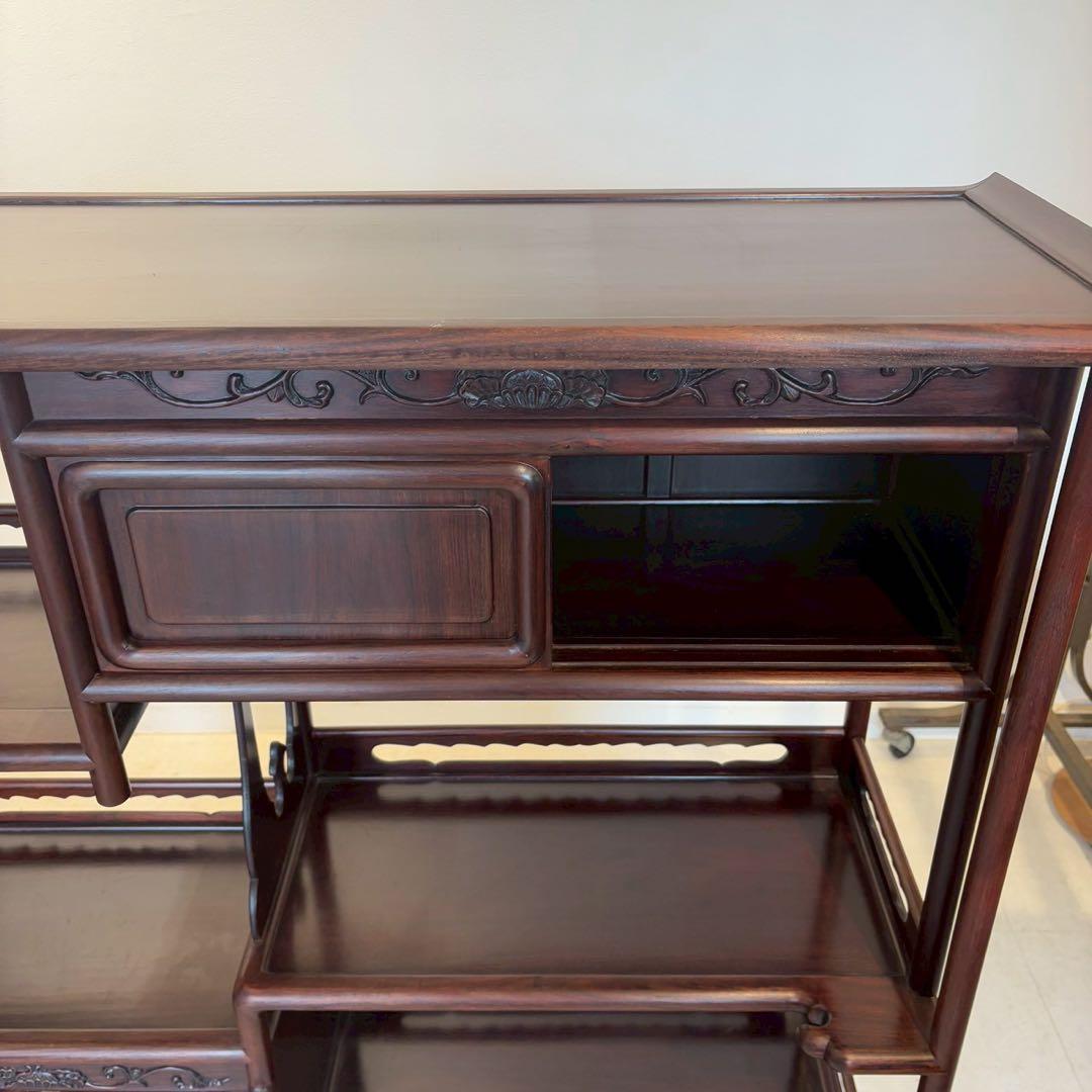 唐木家具 花梨 茶箪笥 飾り棚 日本式茶棚　筆返し　サイドボード ビンテージ
