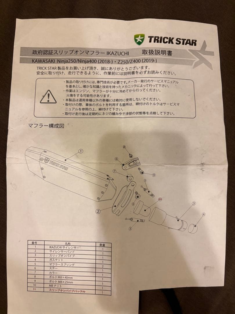 トリックスターステンレスマフラー Ninja250