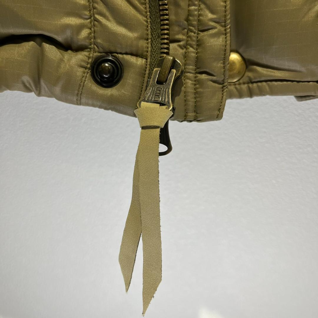 S【未使用】RRL レザーヨーク キルテッド リップストップ ベスト オリーブ