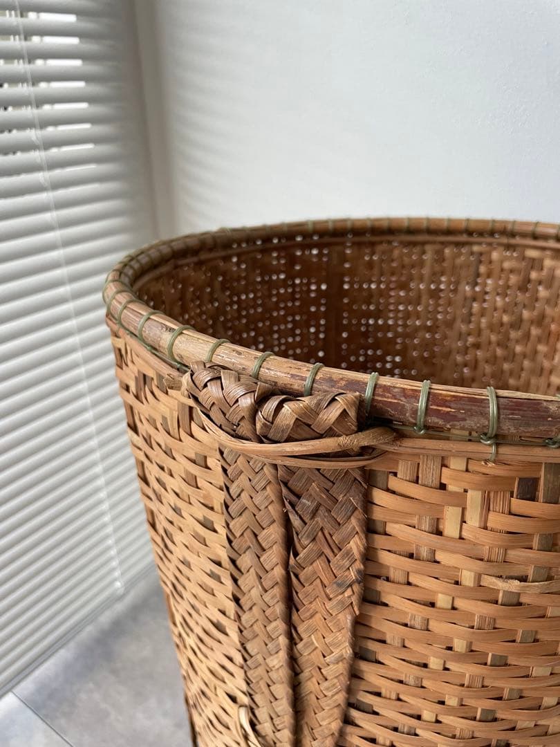 背負子　ラタン　バスケット　小物入れ　骨董品　ビンテージバスケット