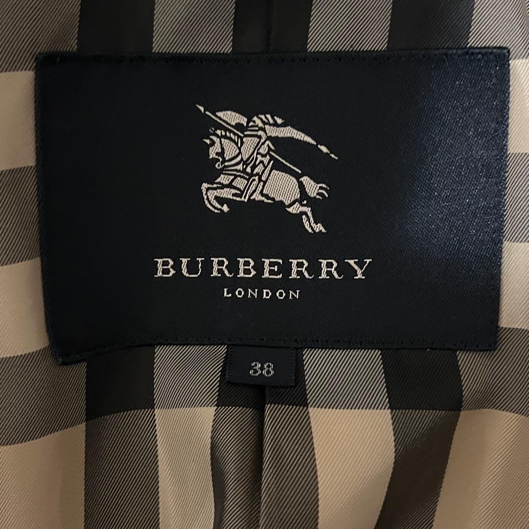 美品 バーバリー ピーコート ウール メガチェック ブラック 38