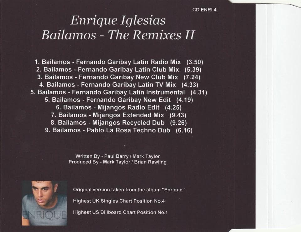 Enrique Iglesias 　Bailamos　リミックス集 貴重 CD