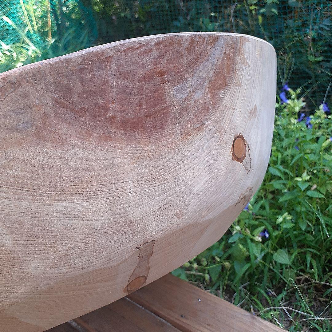 大きなこね鉢　くり貫き　天然木　外径50cm　重さ３kg
