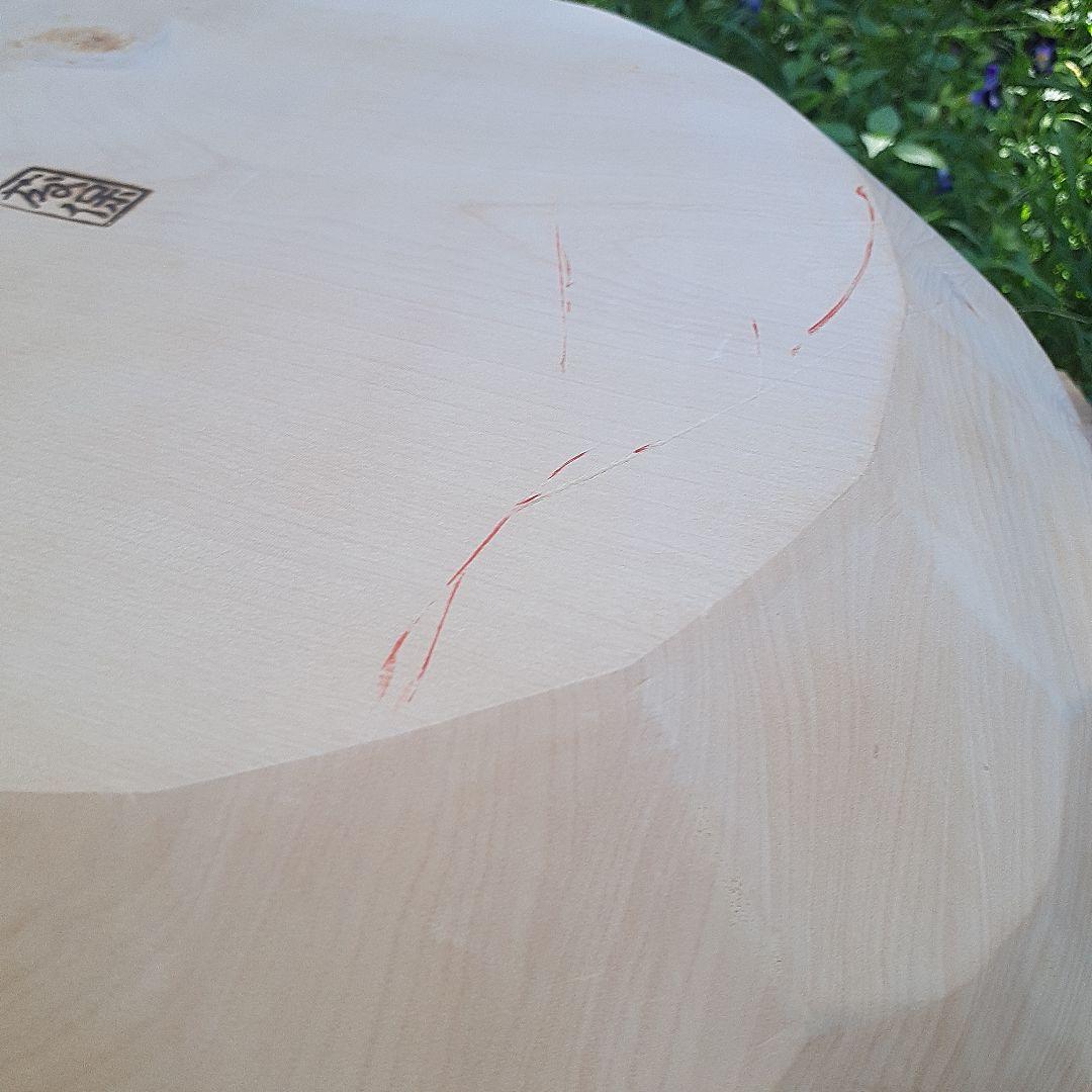 大きなこね鉢　くり貫き　天然木　外径50cm　重さ３kg