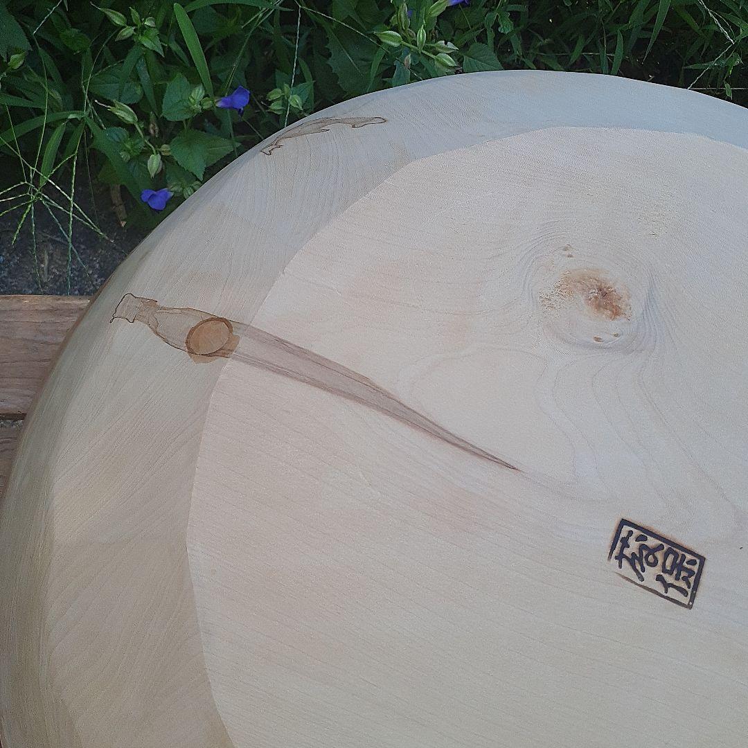 大きなこね鉢　くり貫き　天然木　外径50cm　重さ３kg