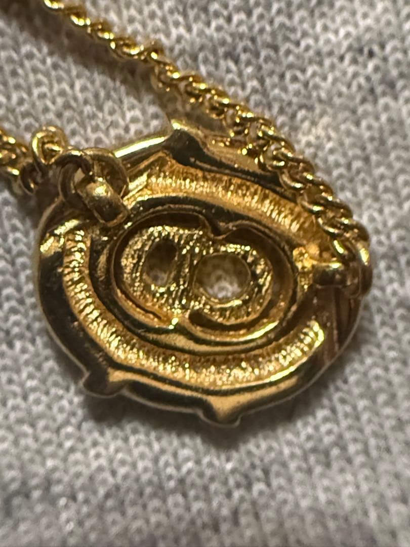 Christian Dior CDロゴ チェーンネックレス ラインストーン