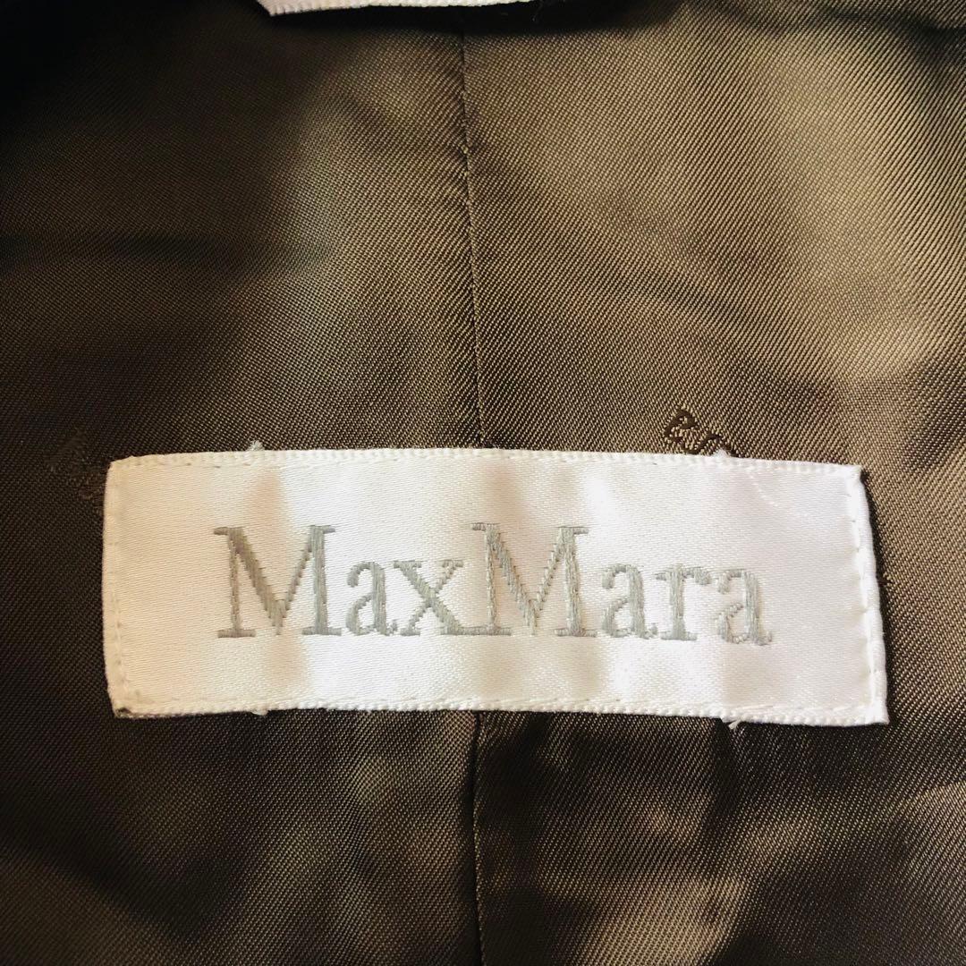 美品✨マックスマーラ ロングコート カシミヤ混 女優襟 白タグ ブラウン 40