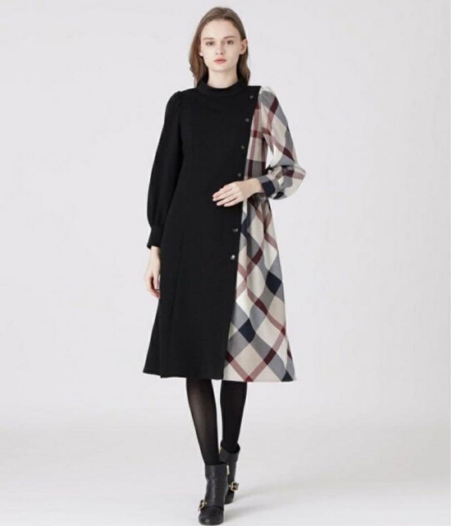 BLUE LABEL CRESTBRIDGE ウールMIXポンチコンビワンピース