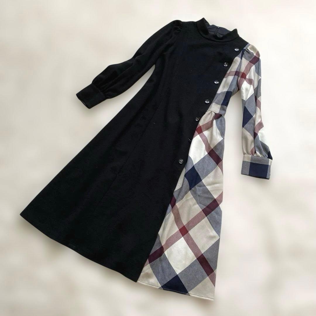 BLUE LABEL CRESTBRIDGE ウールMIXポンチコンビワンピース