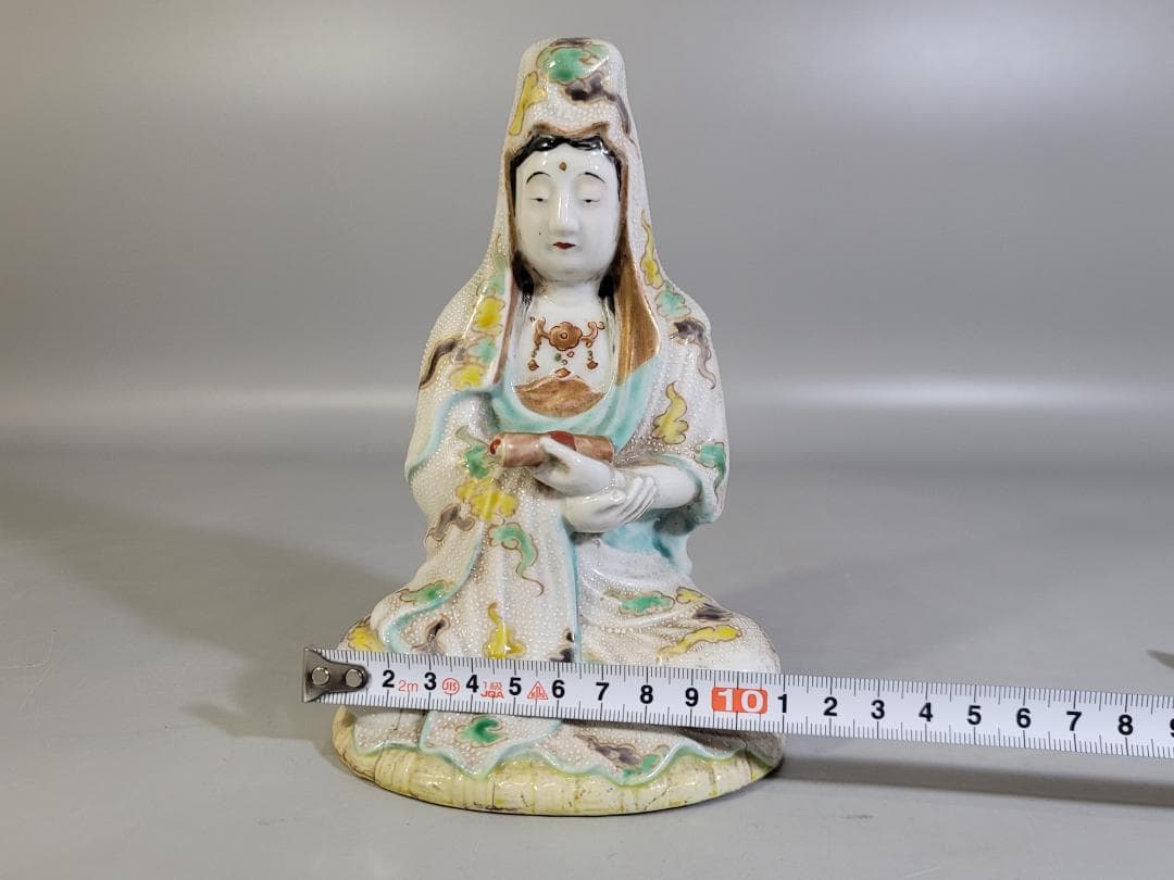 DT682 陶製 色絵 観音菩薩像