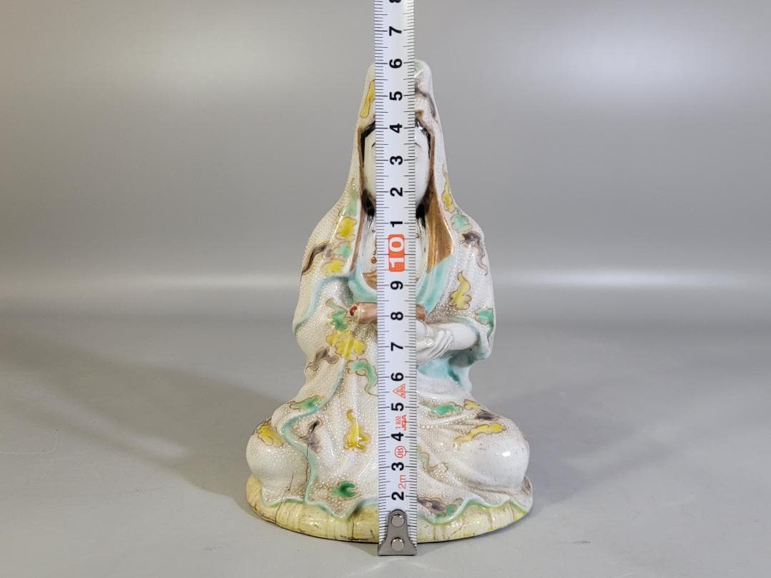 DT682 陶製 色絵 観音菩薩像