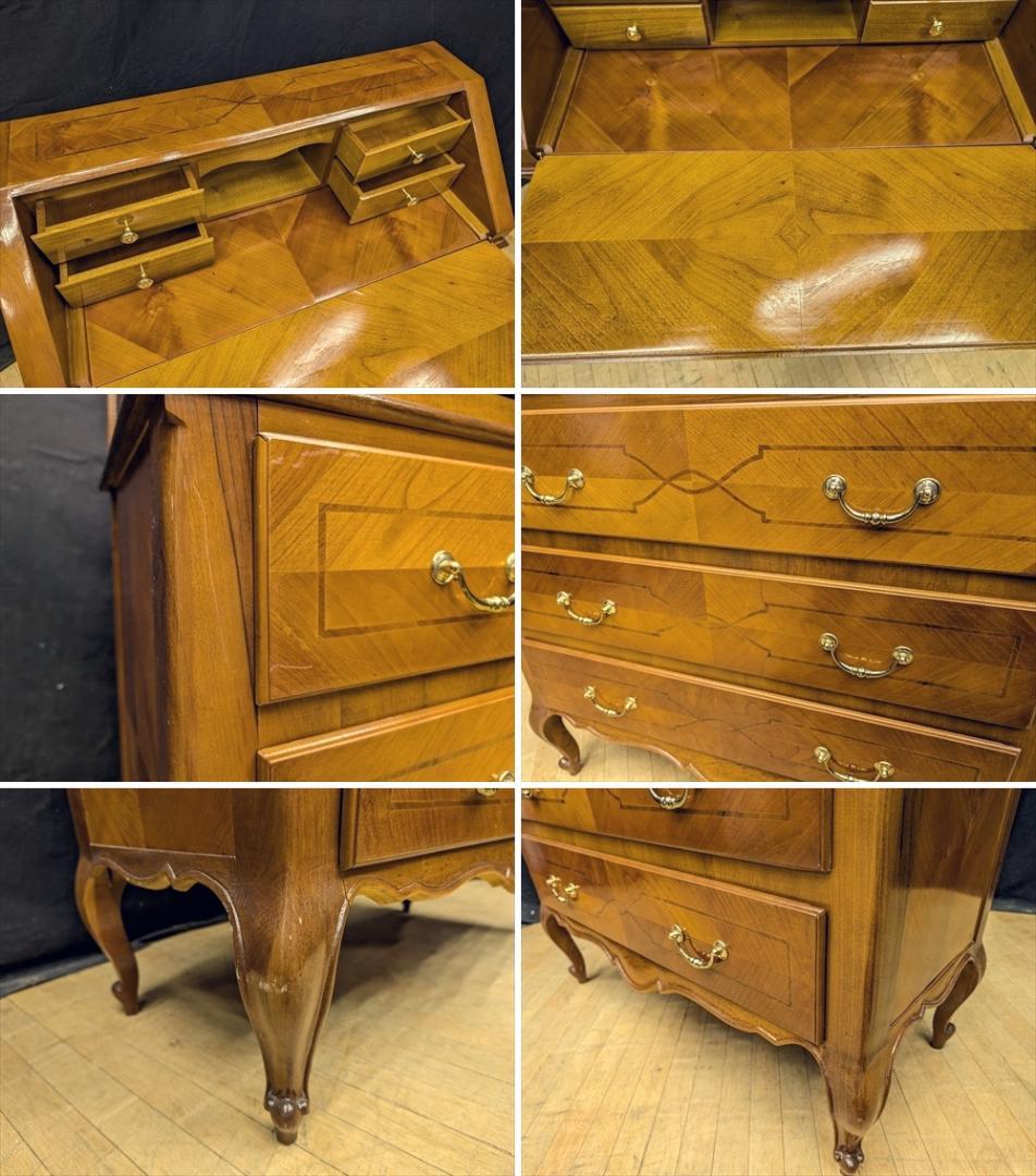 象嵌　猫脚　ライティングデスク　ライティングビューロー　学習机　デスク　引き出し