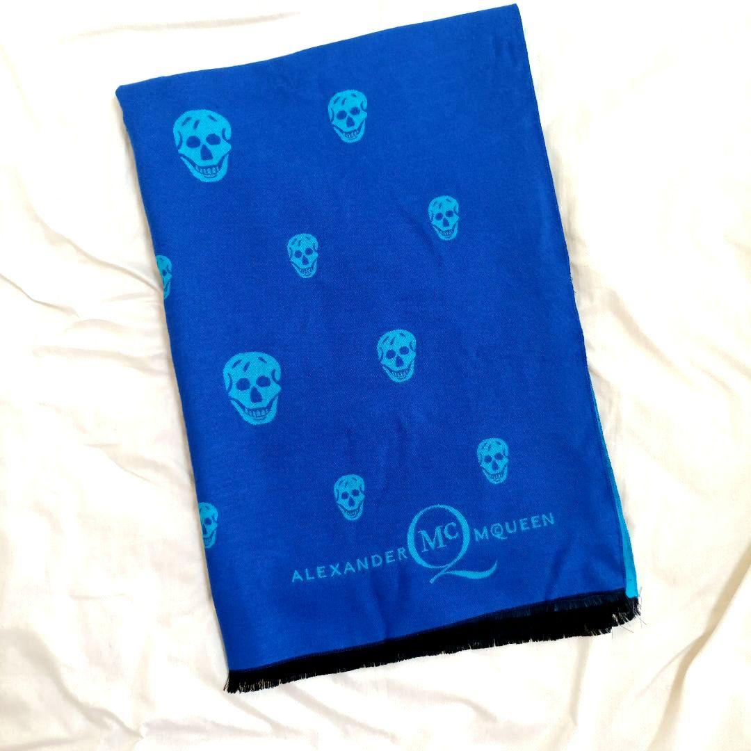 美品ALEXANDER McQUEEN スカル柄大判マフラー　ストール　ウール