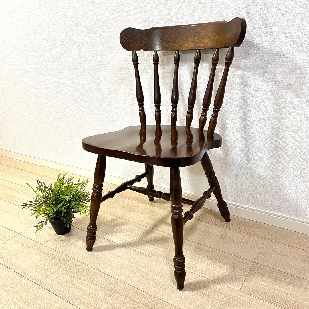 て51【柏木工】ウィンザーチェア 木製ダイニングチェア 無垢 ビンテージ