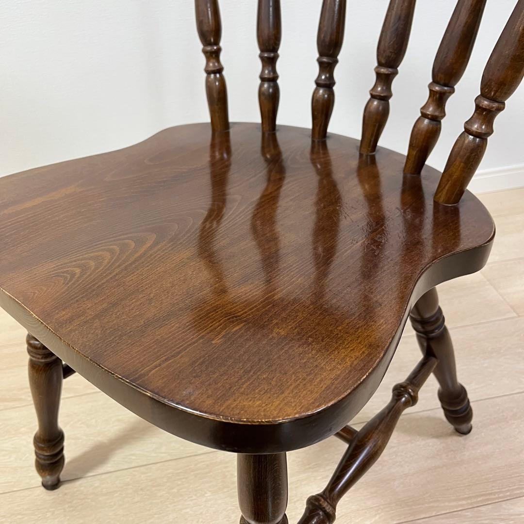 て51【柏木工】ウィンザーチェア 木製ダイニングチェア 無垢 ビンテージ