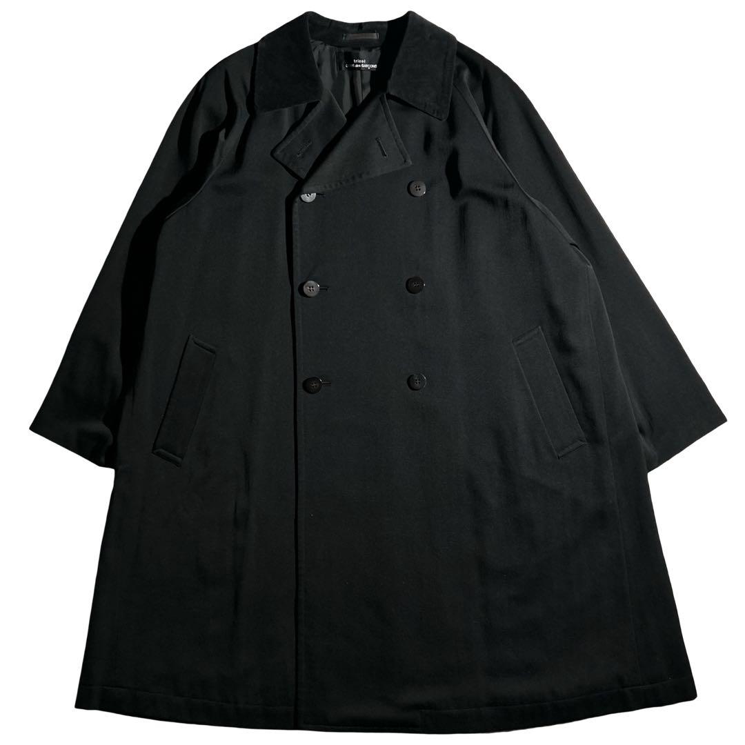 1988 88AW archive ウールギャバオーバーダブルコート 黒 80s