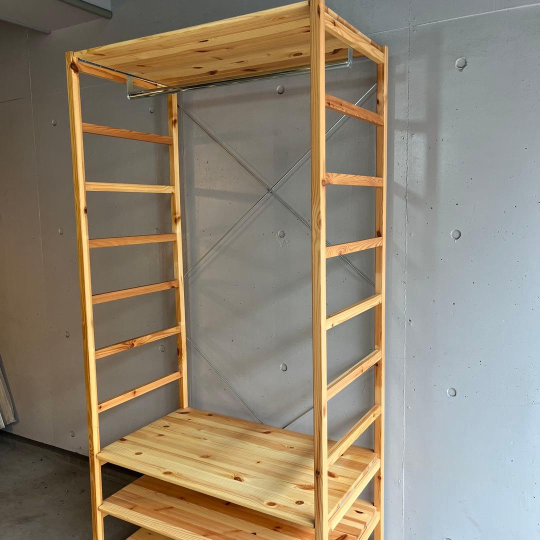 美品★無印 パイン材ユニットシェルフ・ワードローブ 追加棚板付