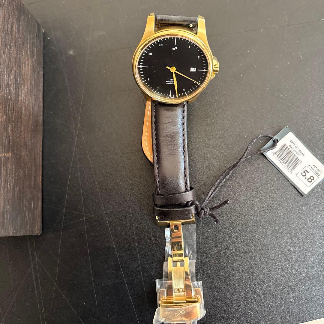 【ジャンク】ABOUT VINTAGE 自動巻き腕時計 ブラック/ゴールド