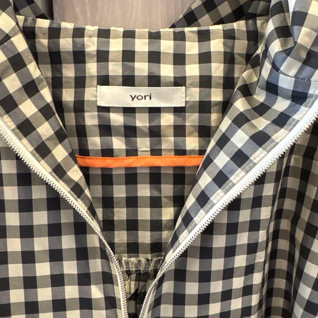 美品　yori ギンガムチェックパーカー　ヨリ　日本製