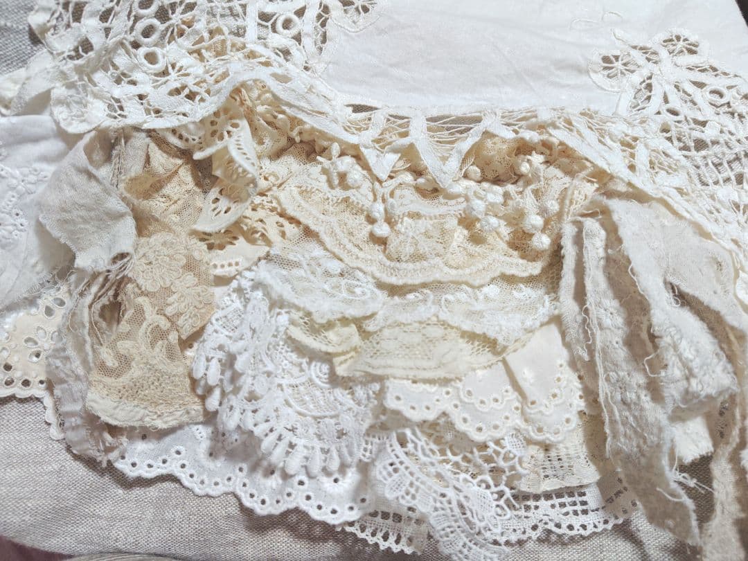 新品未使用 ハンドメイド作家様作 アンティークレース フリル ショルダーバッグ