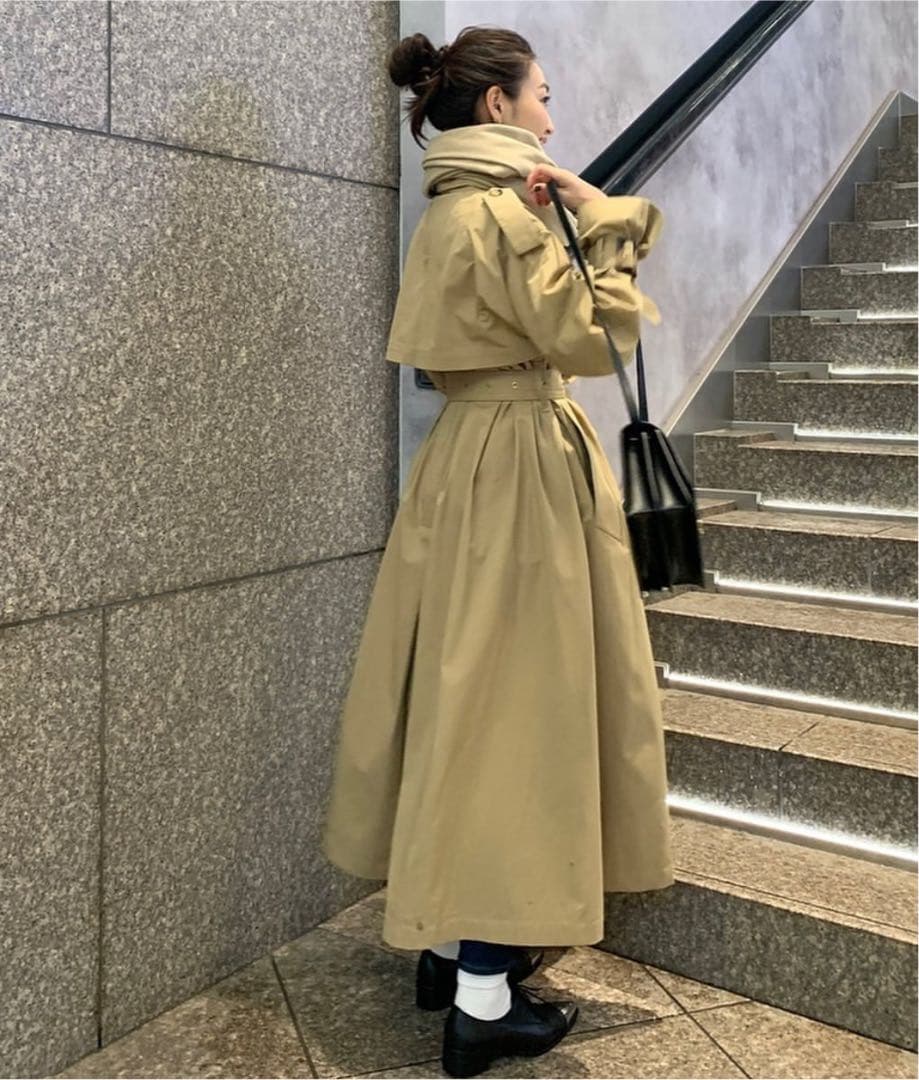 regleam リグリーム ボリュームトレンチコート ベージュ ロング フレア