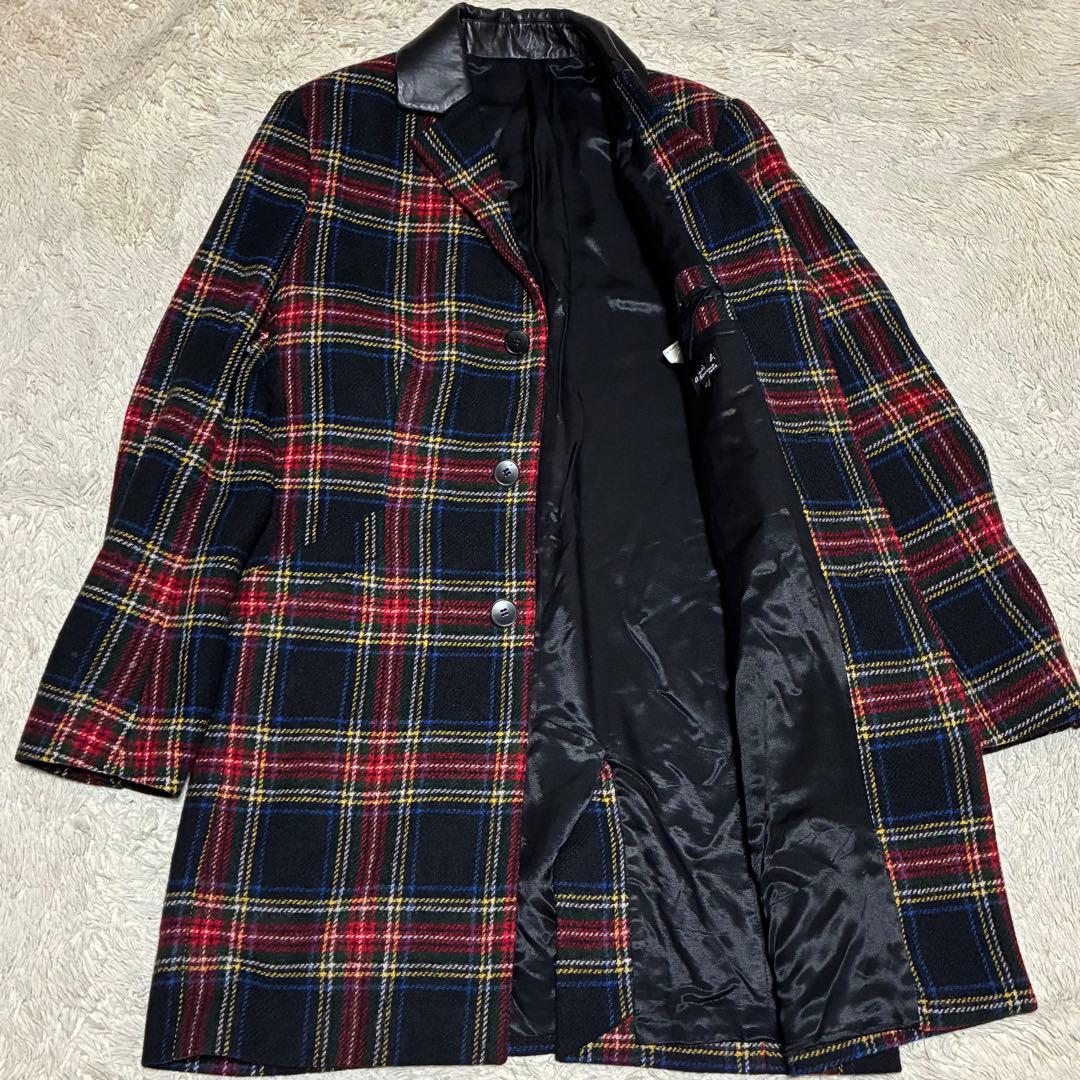 agnes b. HOMME 美品 羊革 レザー エルボーパッチ チェック