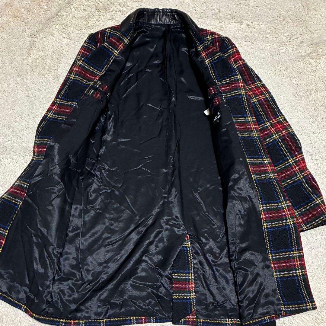 agnes b. HOMME 美品 羊革 レザー エルボーパッチ チェック