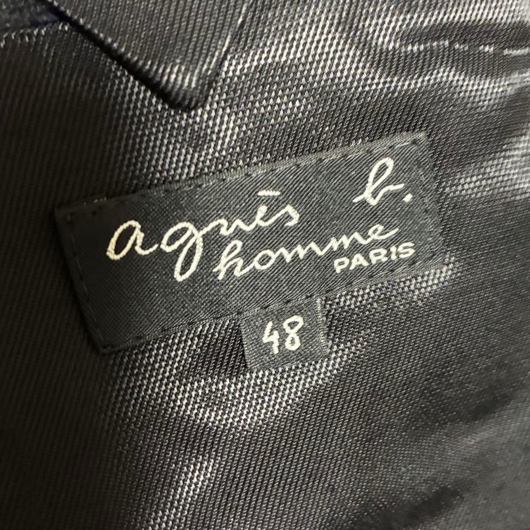 agnes b. HOMME 美品 羊革 レザー エルボーパッチ チェック